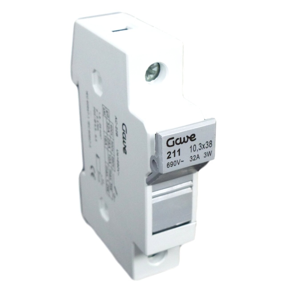 PORTAFUSIBLE  10X38 1P 32A.CARRIL DIN