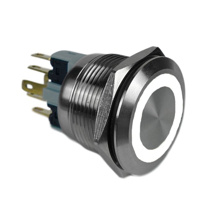 PULSADOR ANTIVANDÁLICO LUMINOSO BLANCO 24V - CONTACTO MOMENTÁNEO 1NO+1NC