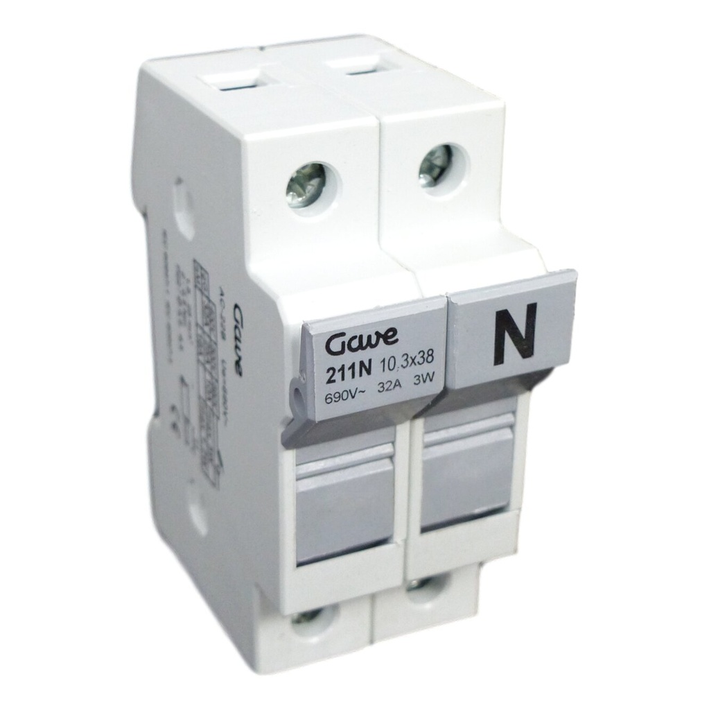 PORTAFUSIBLE  10X38 1P+N 32A.CARRIL DIN