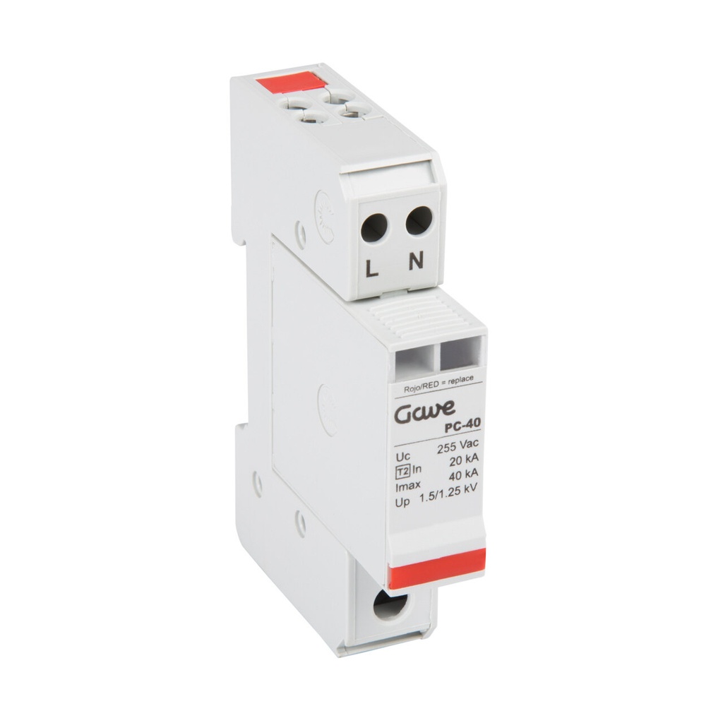 PROTECTOR SOBRETENSION ENCHUFABLE BIPOLAR 40KA COMPACTO 1 MODULO