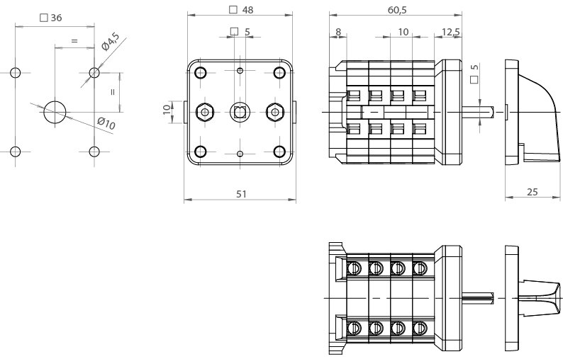 CONMUTADOR  ESTRELLA TRIANGULO CON RETORNO 25A.D0