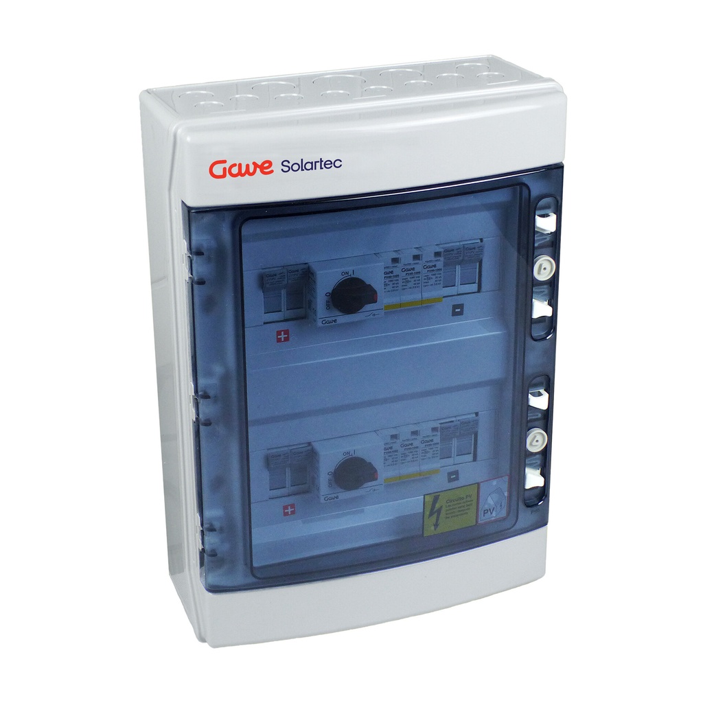 CAJA MODULAR CONEXION PV 2 STR. FUS. 15A + PROT.SOBRETENSION II