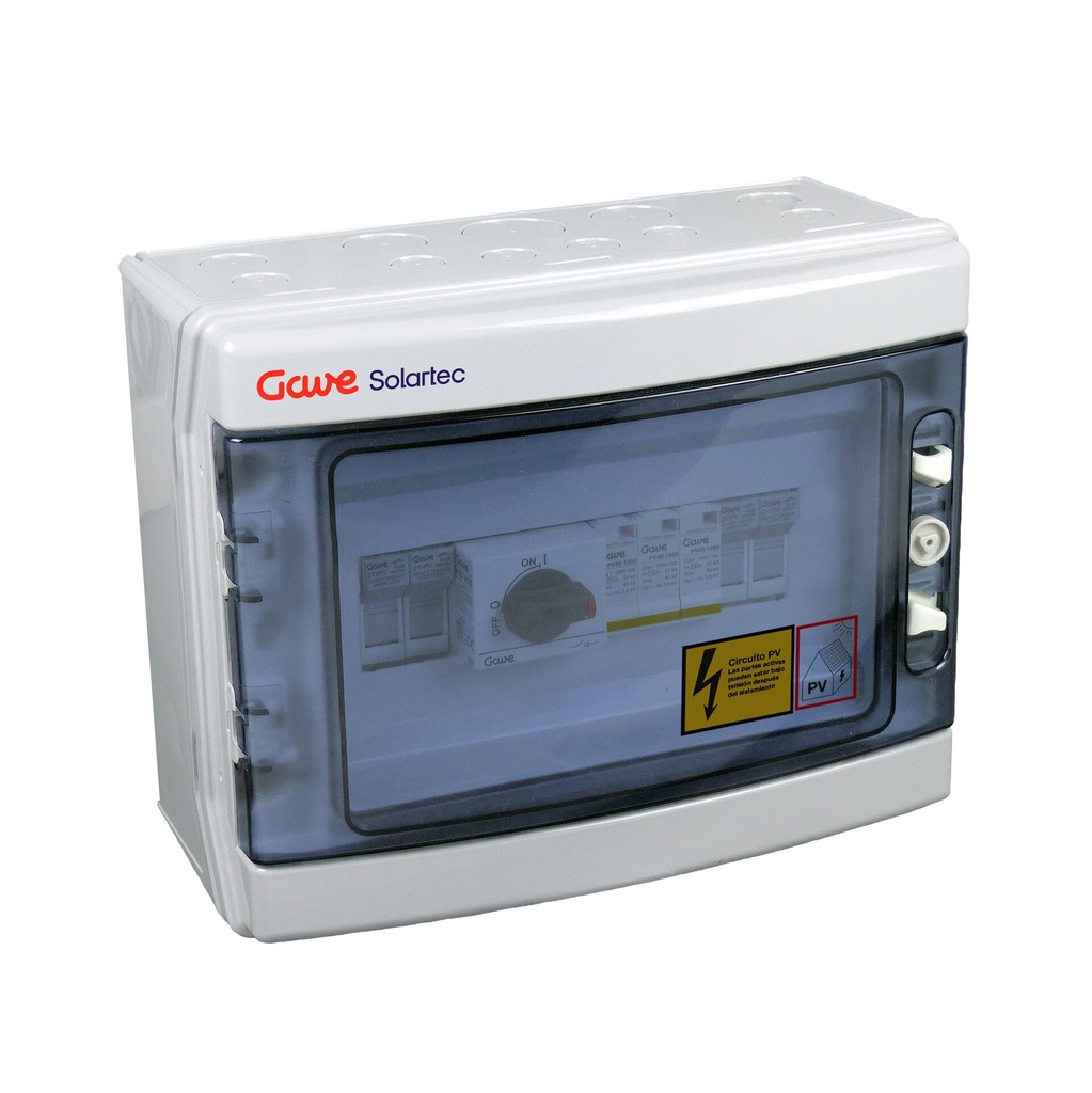 CAJA MODULAR CONEXION PV 2 STRINGS  FUSIBLE  20A + PROTECTOR SOBRETENSION II