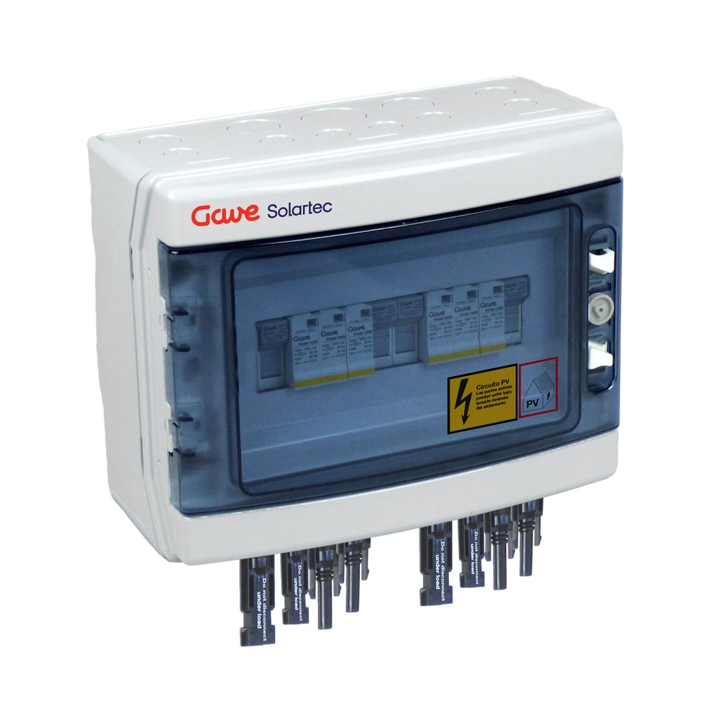 CAJA MODULAR CONEXIÓN MC4 2MPPT - 1STR.FUS 15A - SIN SECCIONADOR + PROTECTOR SOBRETENSION II