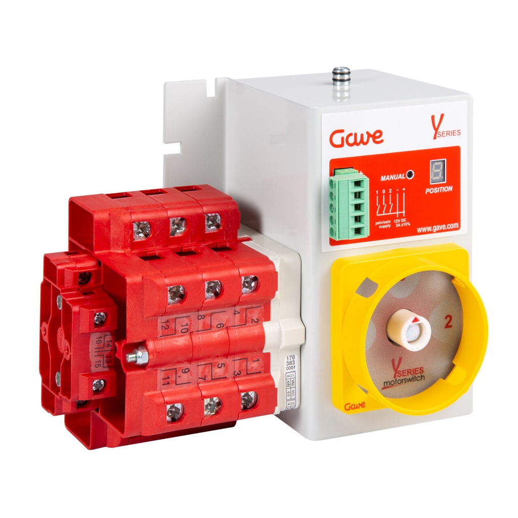 CONMUTADOR  MOTORIZADO ENTRADA SUPERIOR 1-0-2 3P 100A. 12V DC