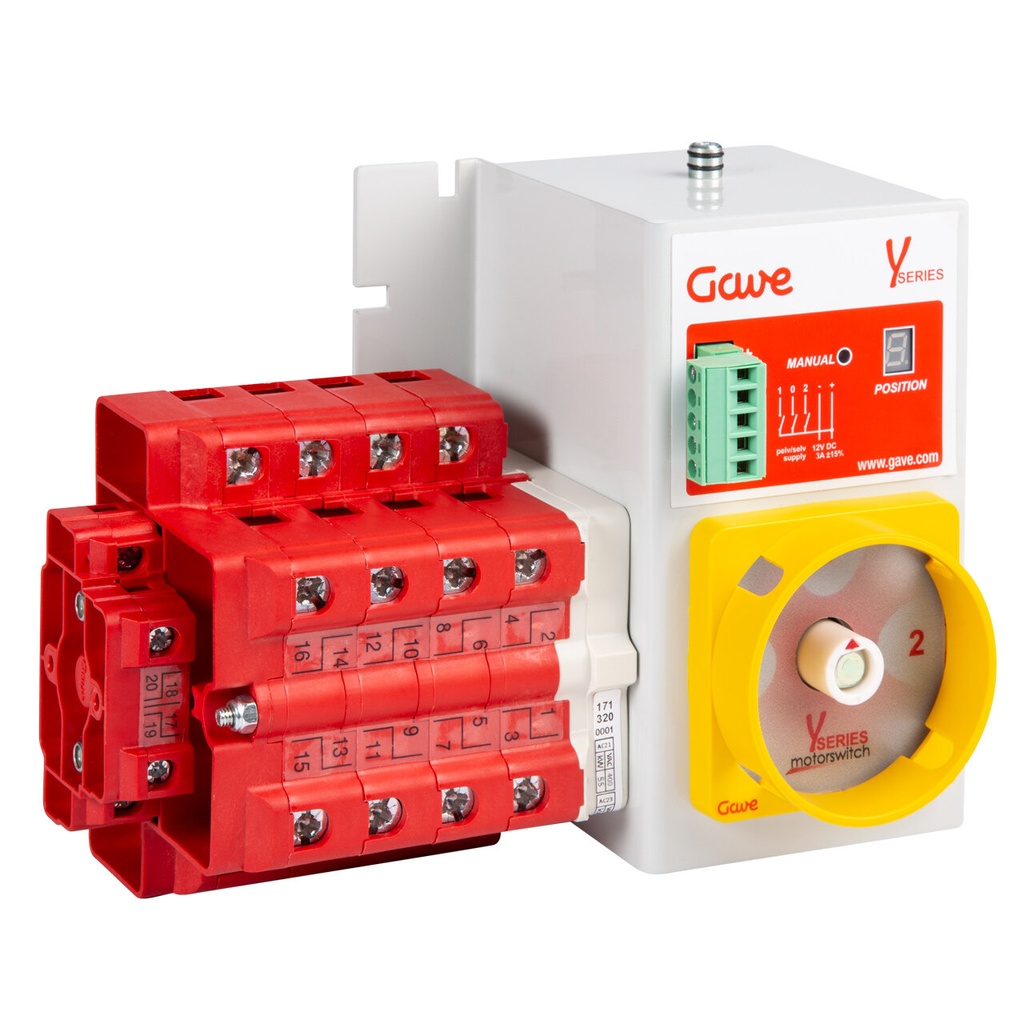 CONMUTADOR  MOTORIZADO ENTRADA SUPERIOR 1-0-2 4P 100A. 12V DC